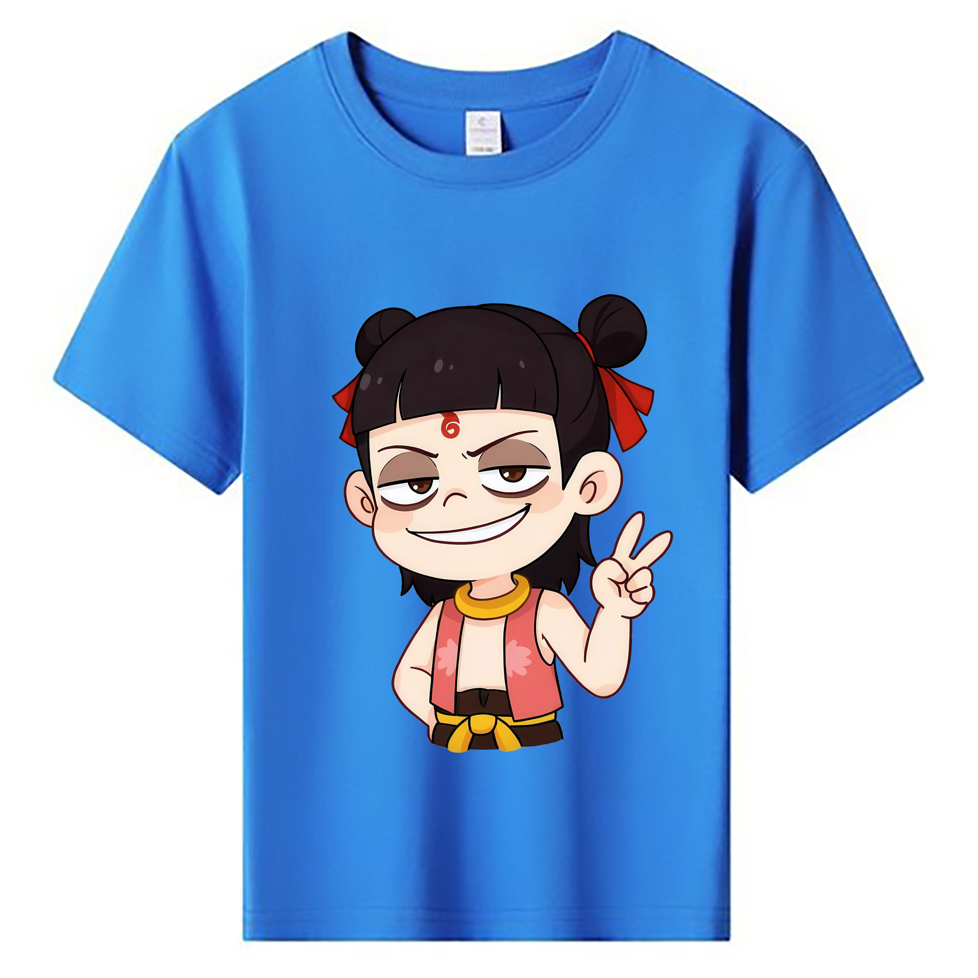 （画像用） Ne Zha 2 ナタ 魔童の大暴れ 綿100％キッズTシャツ（フロントプリント）